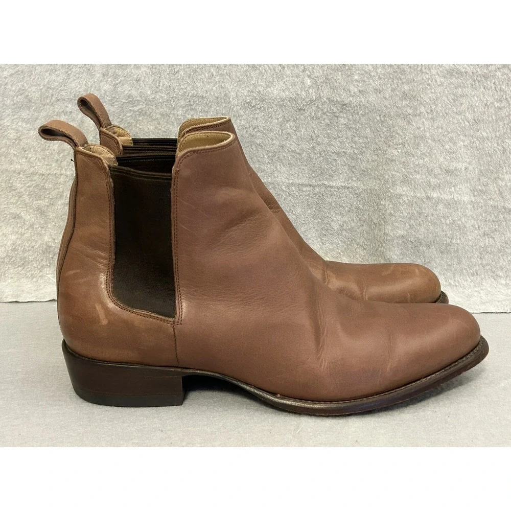 Tecovas Cowboy Chelsea Boots THE CHANCE Men's Size 11EE Chestnut Brown Calfskin